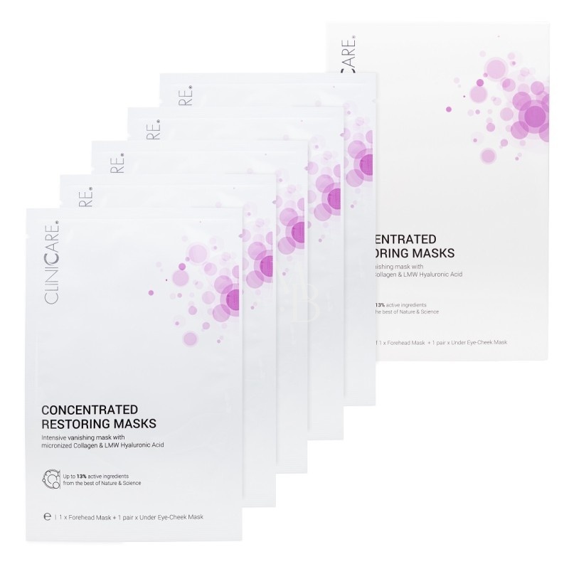 CLINICCARE. CONCENTRATED RESTORING COLLAGEN MASKS 5x3 pcs (3 osaline)